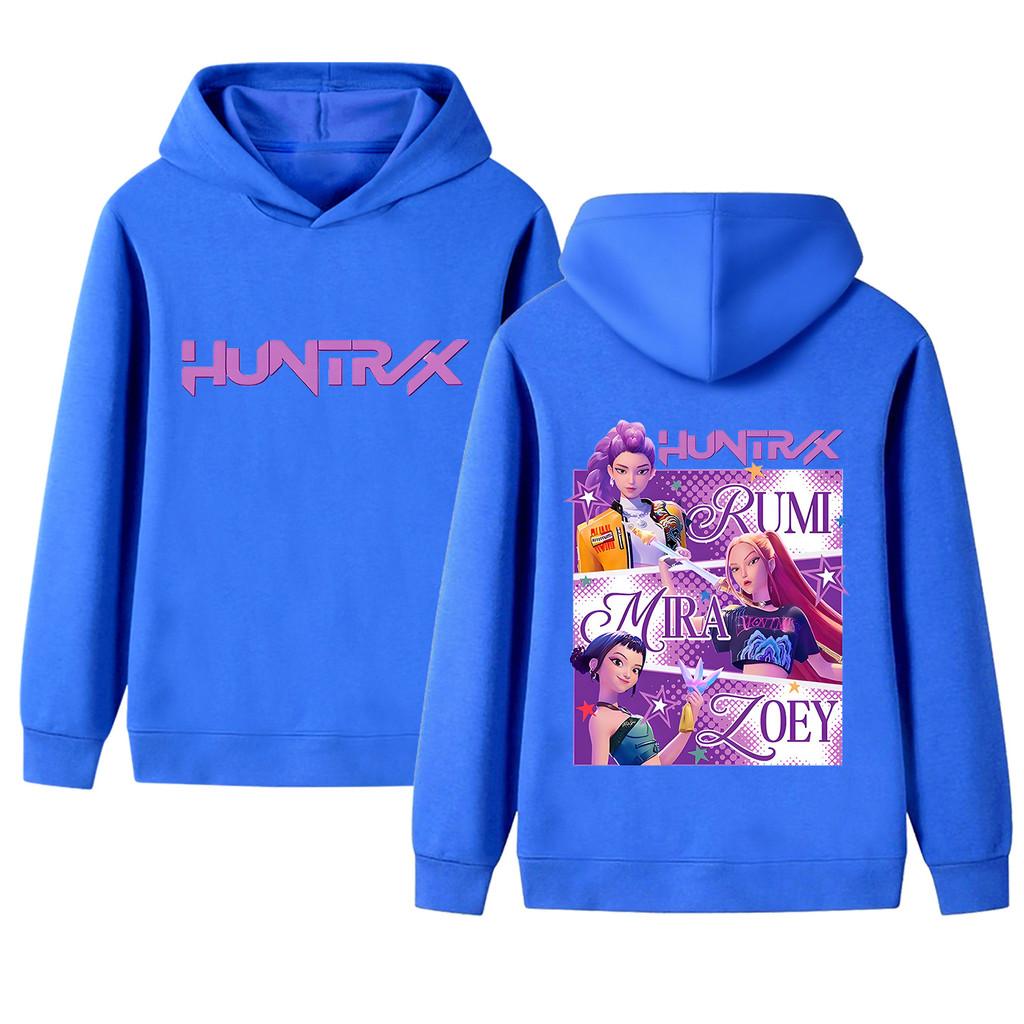 B1199-2 Kinder Jungen Mädchen Kpop Rumi Zoey Mira Beidseitiger Druck Langarm Kapuzenpullover