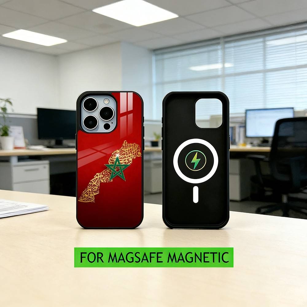 Morocco Flag Phone Case For iPhone17,16,15,14,13,12,11 Plus,Pro Magnetic For Magsafe Wireless Charging