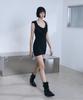 Bunteu Twist Drape Slim Mini Dress (Black)
