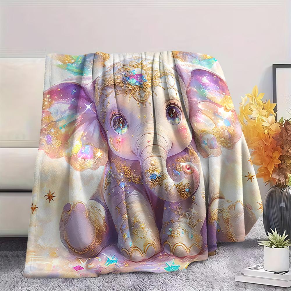 

Elephant Print Flannel Blanket, High quality Comfortable for All Seasons, Home Decor, Warmth and Comfort, Perfect for Christmas Gifts 80cm x 120cm