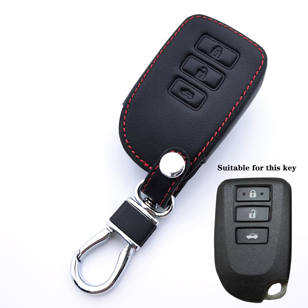 2 3 Buttons Leather Car Key Cover For Toyota Yaris Vios Previa Prado Smart Remote Control Keychain Jacket Holder Protector Case