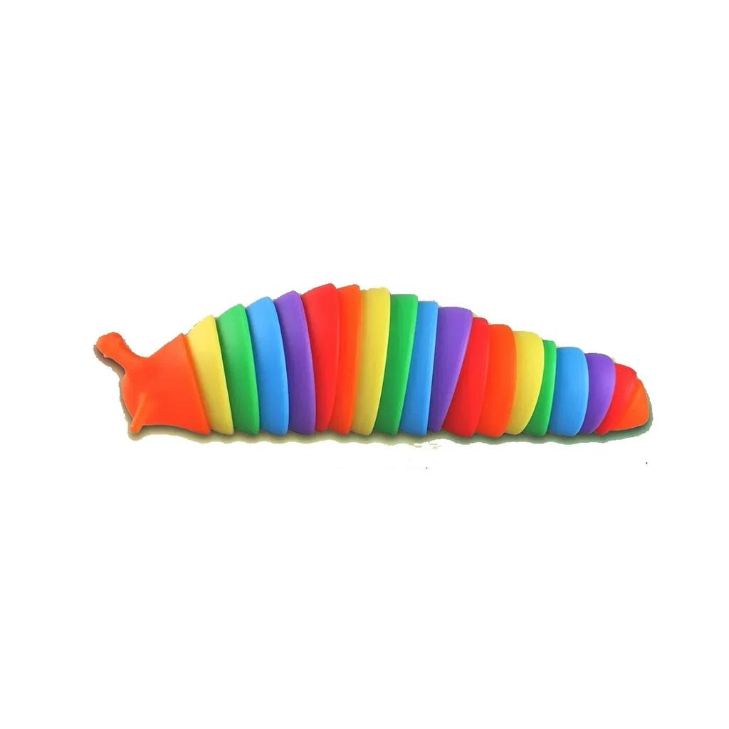 Colorful Bug Cute Fidget Slug Toy 3D Articulated Stretch Caterpillar Sensory Stress Relieving Flexible Bug Children's Gift