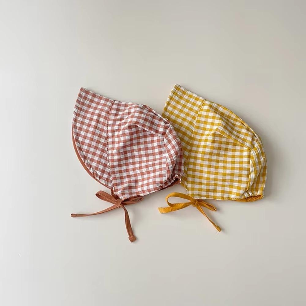 

Cotton Infant Sun Visor Cap Double Sided Plaid Children Sun Hat Kids Fisherman Caps Bonnet Summer B