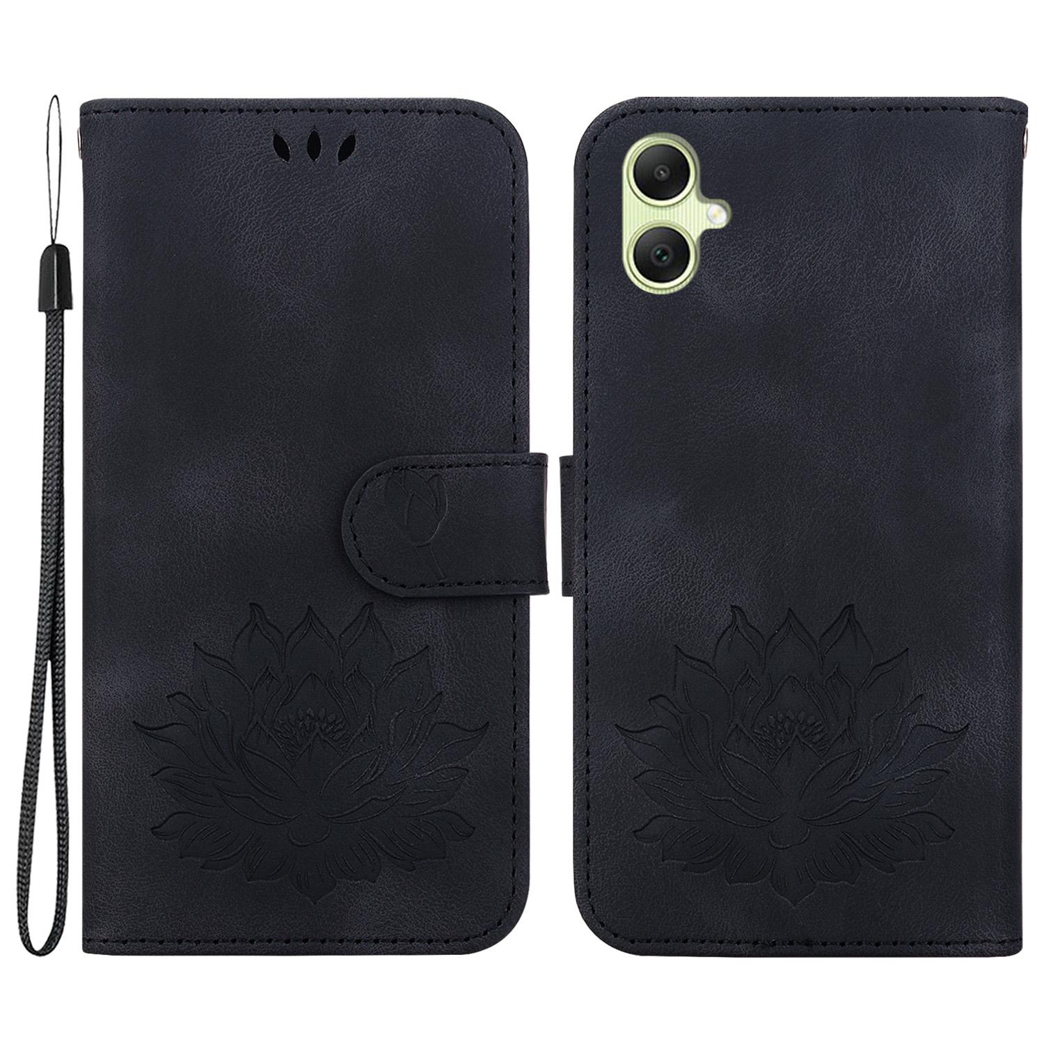 

For Samsung Galaxy A05 4G Wallet Case Leather Flip Phone Cover Lotus Pattern Black