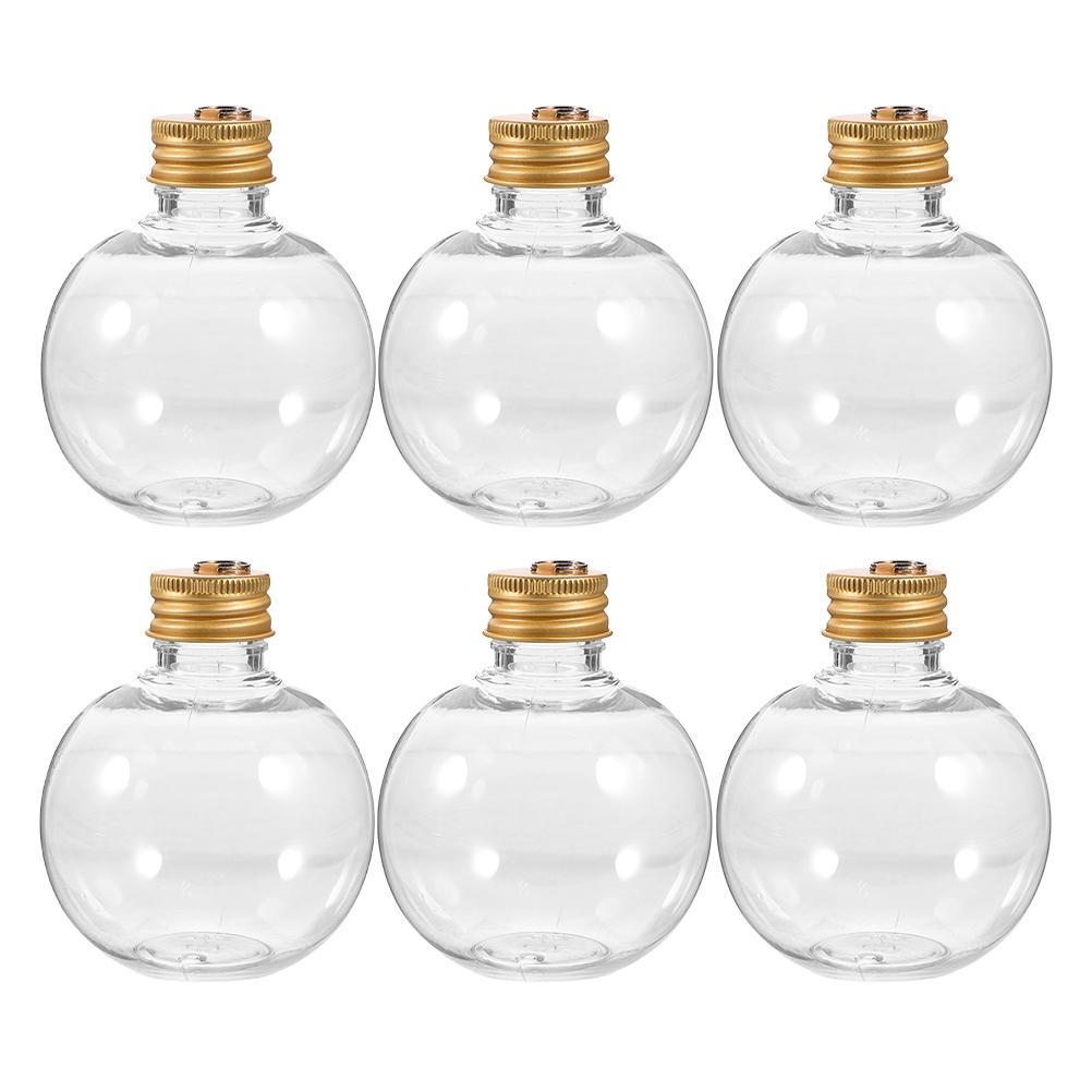 6pcs 150Ml Transparent Hanging Ball Bottles Clear Fillable Ornaments For Christmas Wedding Party Diy Drink Decorations Reusable