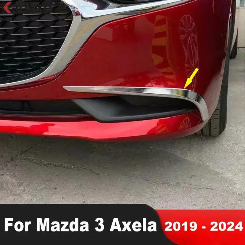 Car Accessories For Mazda 3 Axela BP -2024 2025 Chrome Front Fog Light Lamp Eyebrow Cover Trim Head Foglight Eyelid Strip