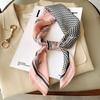 Imitation Silk Korean Style Fashion Square Scarf for Women Clavicle Decoration Small Scarf for Women Retro Simple Small Scarf Headband Tie Bag