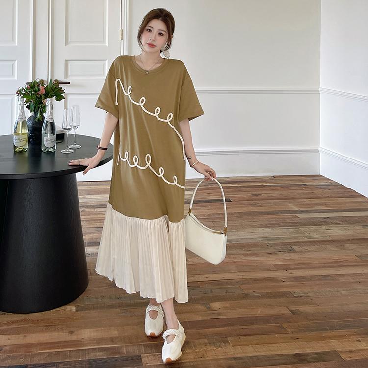 DIMANAF 2026 Plus Size New Floral Dress Summer Women Shirt Dress Loose Beach Casual Long Dresses O-Neck