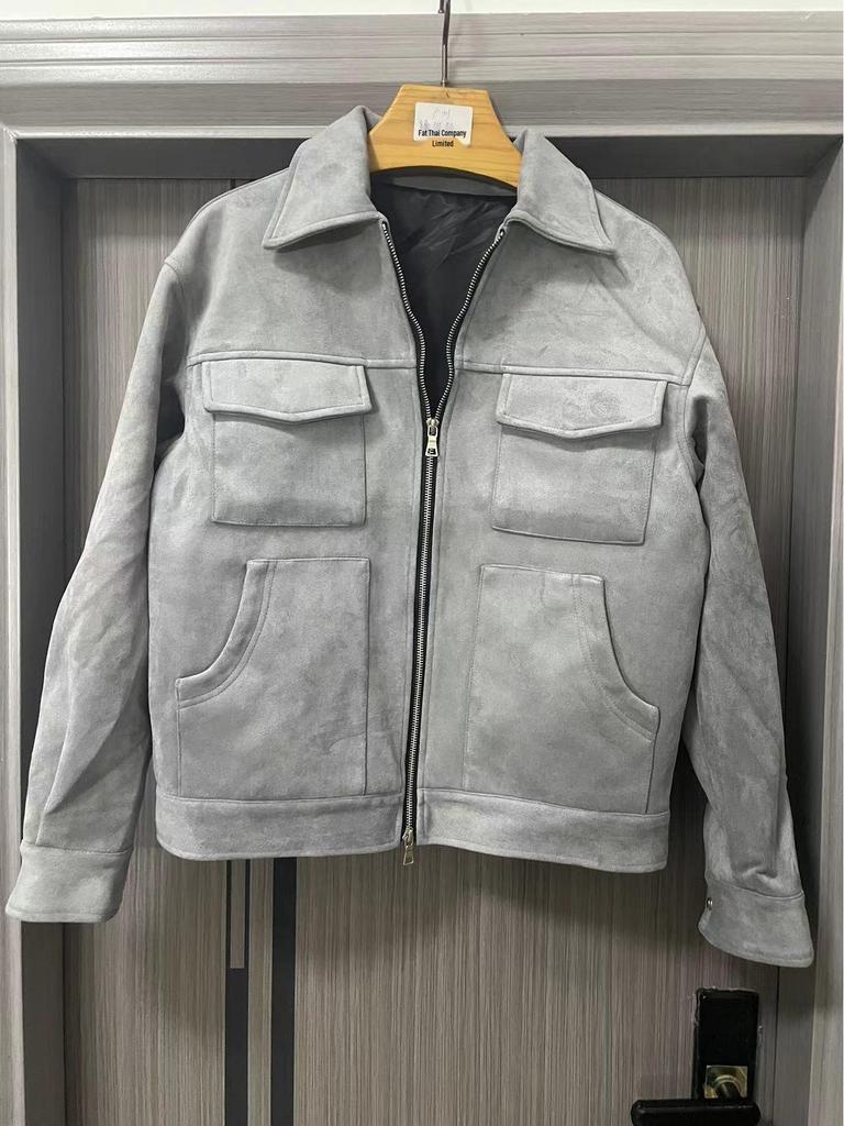 Trendy Unisex High Street Deerskin Zipper Jacket with Big Pockets.