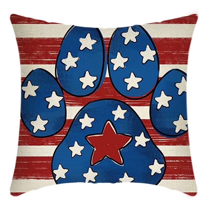 

Independence Day Linen Printed Throw Pillow Sofa Car Cushion Cover Holiday Pillow Cover 45*45cm