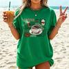 2026 New Trendy 3D Women's Coffee Pattern Printed T-Shirt, Street Casual Short Sleeve Top, Fashionable