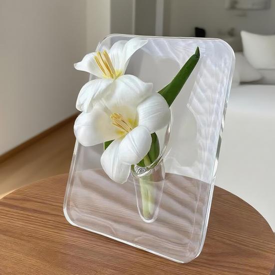 Yousheng Clear Plastic Vase Decorative Square/Butterfly Frame Vase for Wedding Party Table Home Dining Table Bookshelf Centerpiece House Warming Gifts