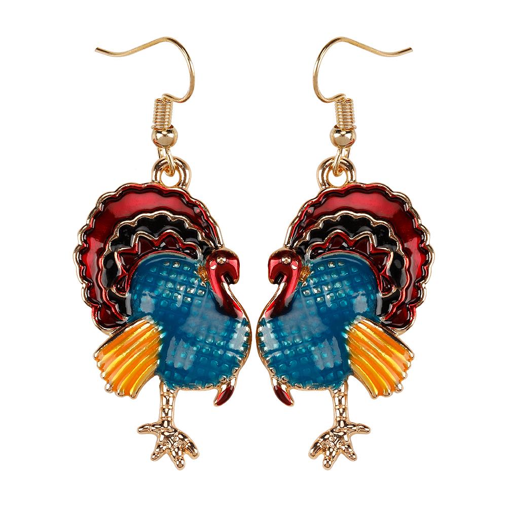 12 Styles Turkey Collection Drop Earrings Colorful Enamel Ear Stud For Women Gilrs Thanksgiving Day Party Jewelry Festival Gift