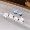 Small Fresh Resin Flower Earrings for Women Simple  Fashion Cute Camellia Stud Earrings Mini White Pink Blue Jewelry