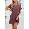 Spring/Summer Lace Splicing Loose Short Sleeve Dress New Solid Color Sweet A-line Dresses Round Neck Elegant Solid Color Casual Simple Party Clothing