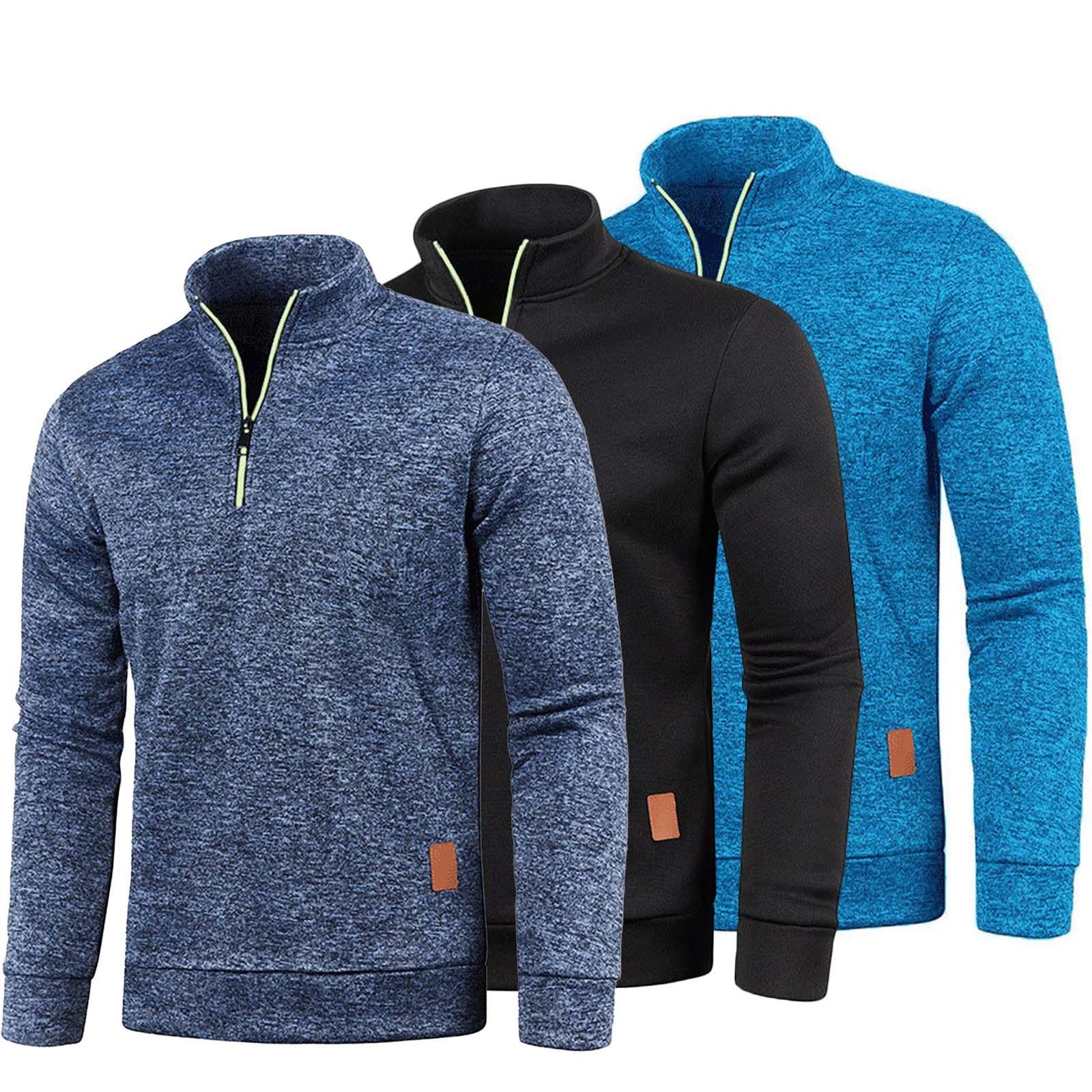 

И зимний мужской трикотажный свитер на молнии с длинными рукавами и тонким бархатным верхом, костюм-тройка M синий