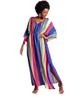Vertical Stripe Drawstring Robe - Casual Beach Bikini Cover-up