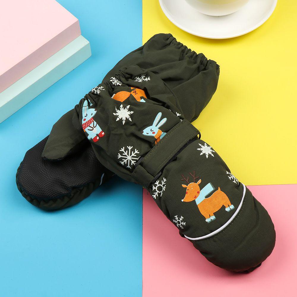 Winter 2-6 Years Old Print Cartoon Waterproof Deer Rabbit Long-sleeved Mittens Thick Warm Children Ski Gloves Windproof