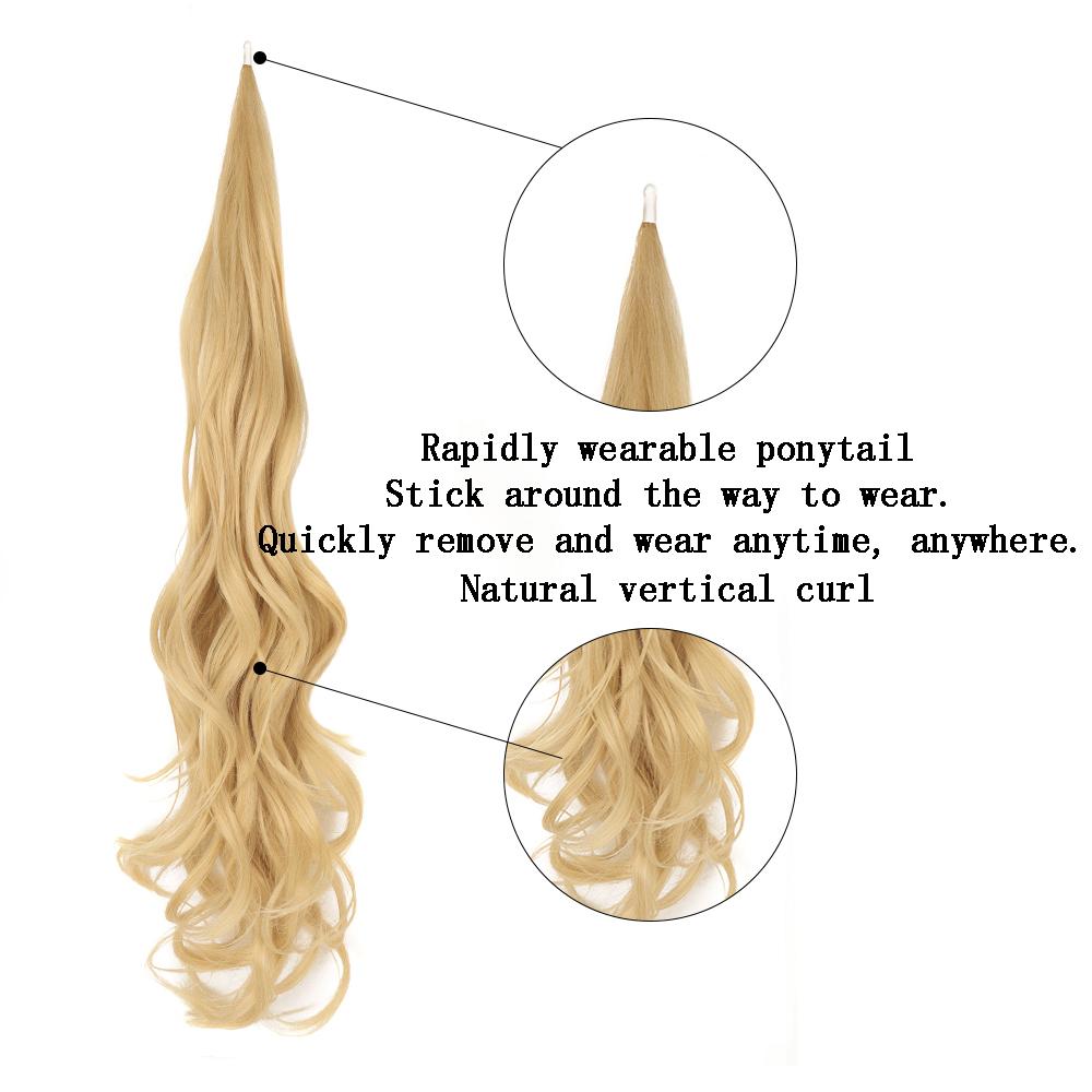 Synthetic Ponytail Extensions False Hair Tail for Women Flextail 26inch Length Blonde Ponytail Hairpieces For Women Daily Use