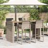 VidaXL 5-piece Garden Bar Set with Grey Cushions Poly Rattan 3328903