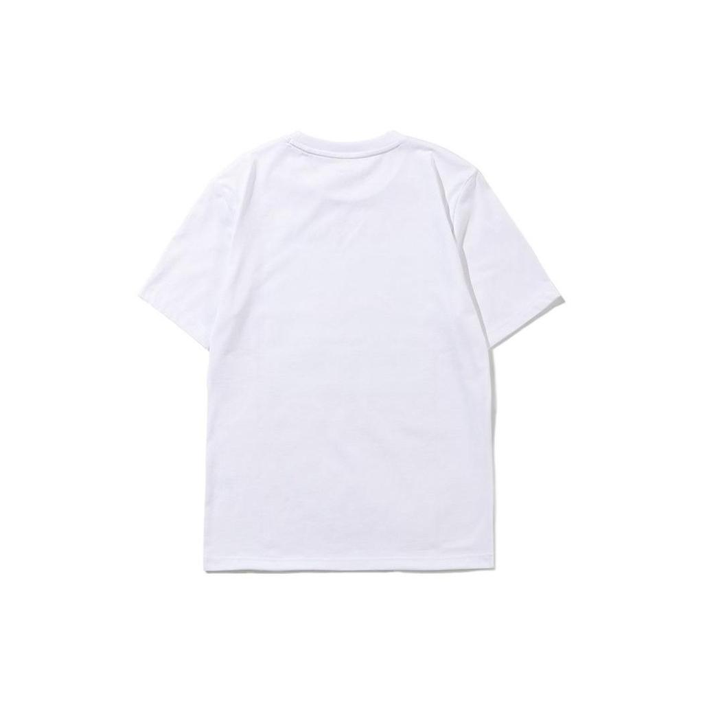 Li Ning Sports Lifestyle Series Logo Square Pattern Printed Round Neck Loose Short Sleeve T-Shirt Men T-Shirt Standard-White AHSS517-3