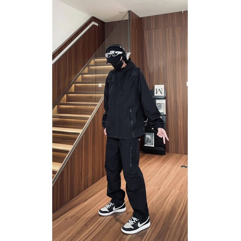 Men's Cargo Pants with Trendy Design, Loose Straight-Leg Wide-Leg Pants, Autumn Extended Version for Tall Men, Straight-Leg Outdoor Pants