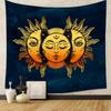 Boho Chic Wall Tapestry With Moon Phase Floral Starry Sky Design Bedroom Yoga Studio Decor