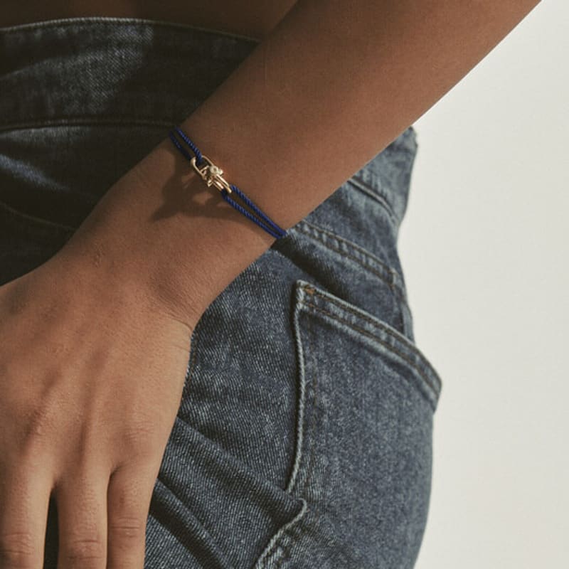 

hyeres-lor H Edition Silver (Y) Dual H Strap Bracelet Blue HL6B24526Y9235 ONE