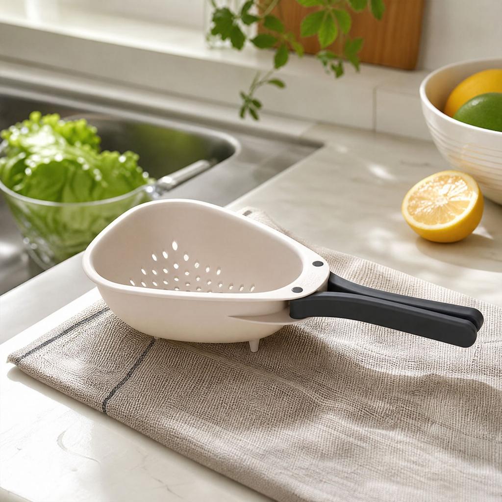 Triangular Kitchen Colander and Vegetable Washing Basket with Handle and