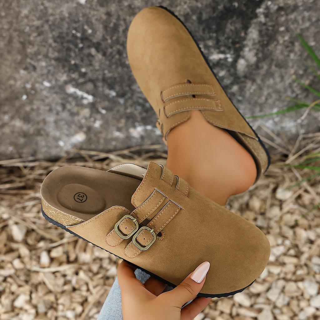 Faux Leather Cork Footbed Clogs for Women Memory Foam Arch Support Platform Slippers Women's Slip-ons Mules Potato Shoes Vegan Suede Clogs Sandals