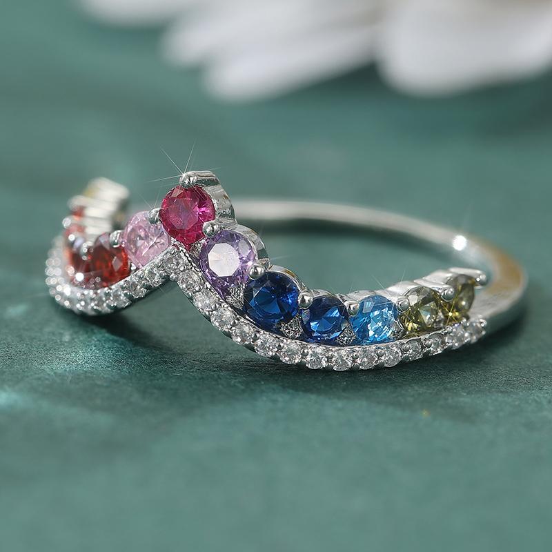 Women's Elegant Simple Design Multicolor Synthetic Zirconia Irregular Ring Fashion Sparkling Party Festival Jewelry Accessories