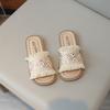 Children Summer Slippers Chinese Ethnic Style Girls Princess Flats Sandals Linen Weaving Unique Fashion Kids Outdoor Beach Shoes