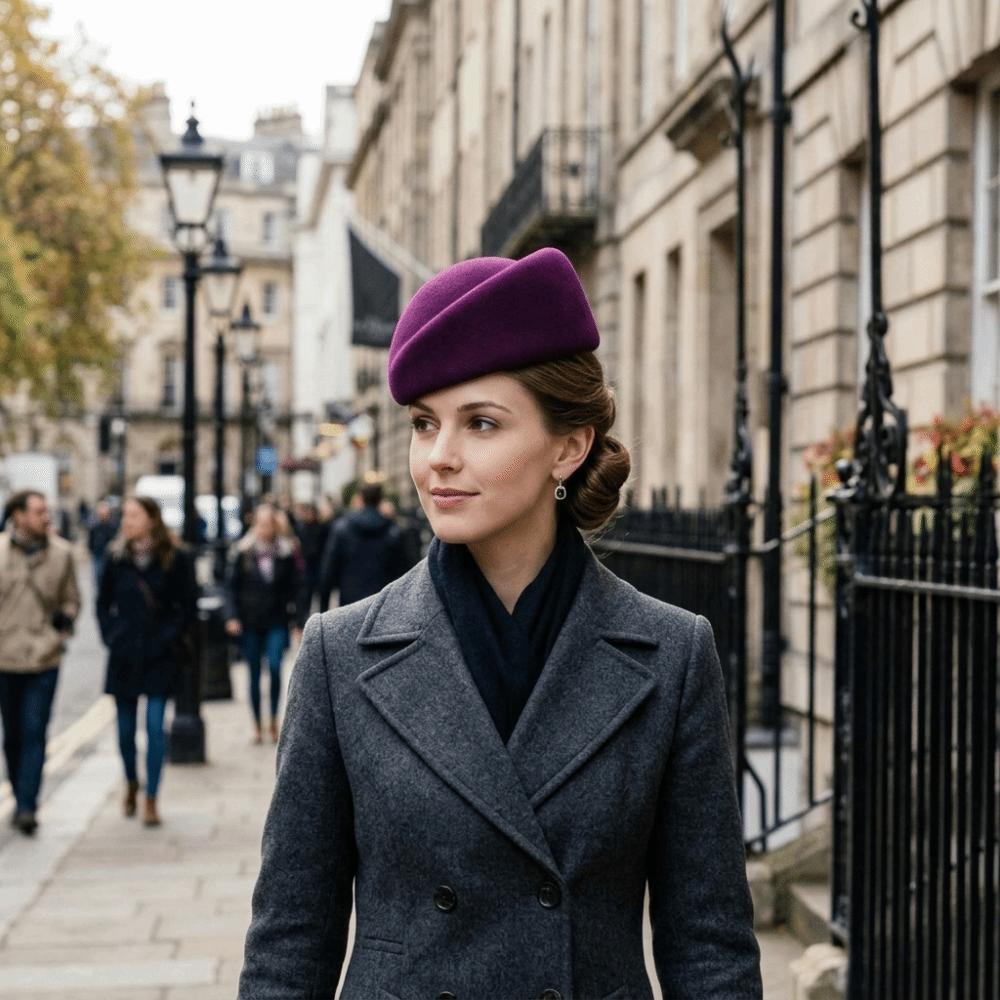 Elegant Style Pillbox Hat Versatile Design Airline Stewardess Caps Felt Fabric Beret Live Show
