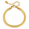 Wind Stainless Steel Bamboo Flat Snake Chain Double Stacked Bracelet, Ladies' Popular Jewelry Br-879