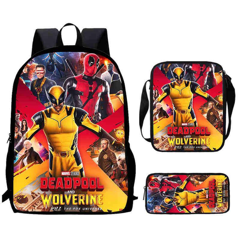 Mochila Escolar Infantil de Deadpool y Wolverine con Tejido Oxford Ligero para Estudiantes de Primaria
