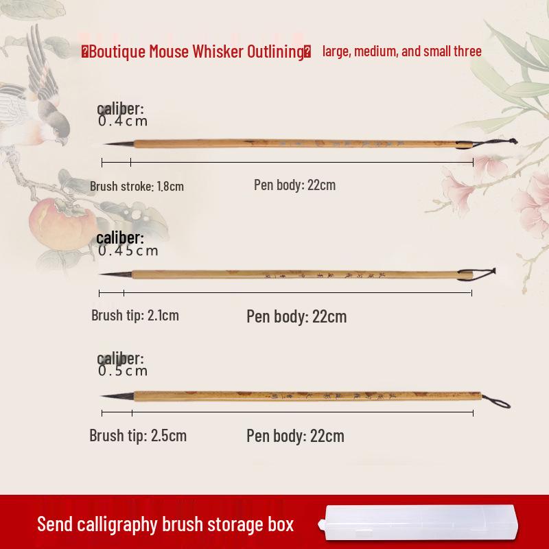 Wolf Hair Gongbi Outline Brush Set for Chinese Painting and Calligraphy - Flower & Bird Detailing Pen