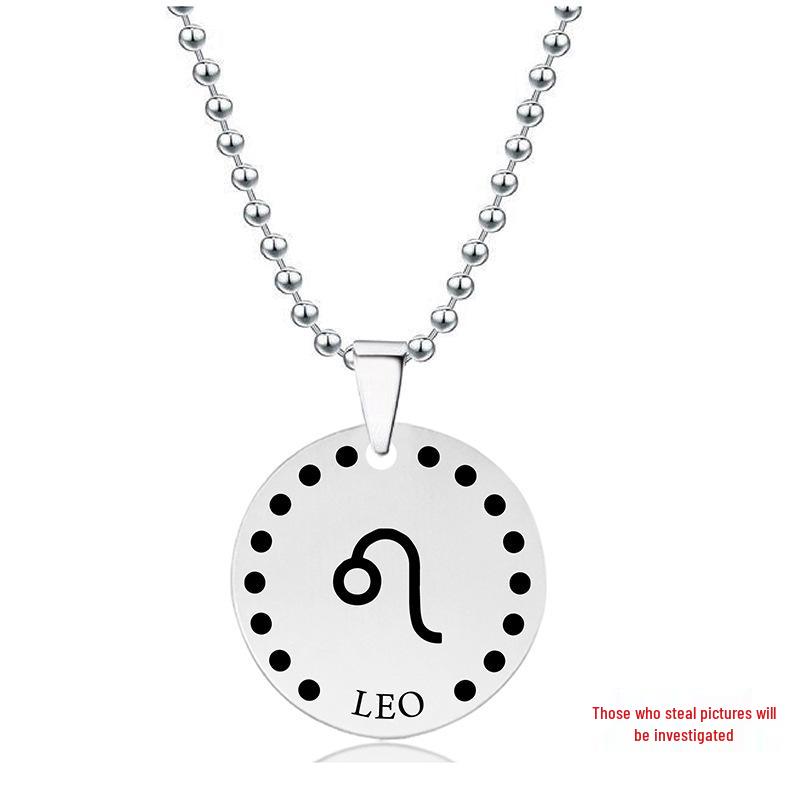 Engraved Twelve Constellations Stainless Steel Pendant Necklace - Christmas Gift
