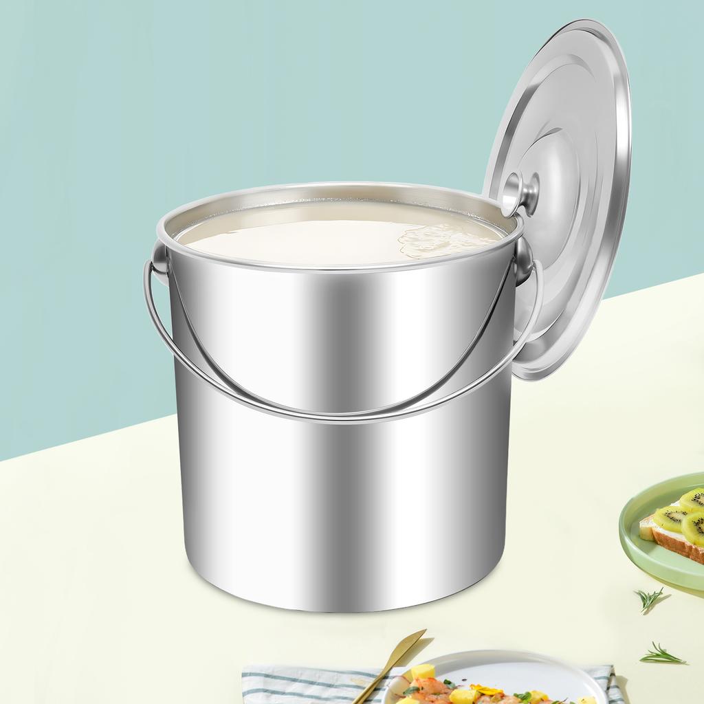 Balde de Aço Inoxidável de 20L com Tampa, Cooler Balde de Gelo para Bebidas, Festa, Exterior, À Prova de Ferrugem, À Prova de Vazamento, Recipiente Isolado