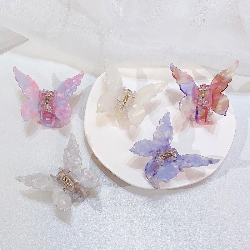 Acetate Butterfly Hair Claw Clip Marble Pattern Hair Clip Women Gradient Hair Crab Back Of Head Hair Shark Clip Hair Accessories