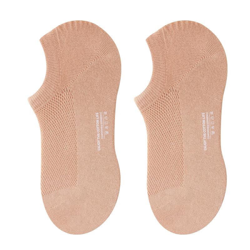 4 Pairs Women's Spring Summer Thin Cotton Socks Breathable Mesh Cotton Ankle Socks Odorless Anti-slip Invisible for Women