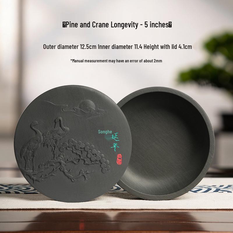 Natural 5-inch Inkstone with Lid for Calligraphy and Chinese Painting