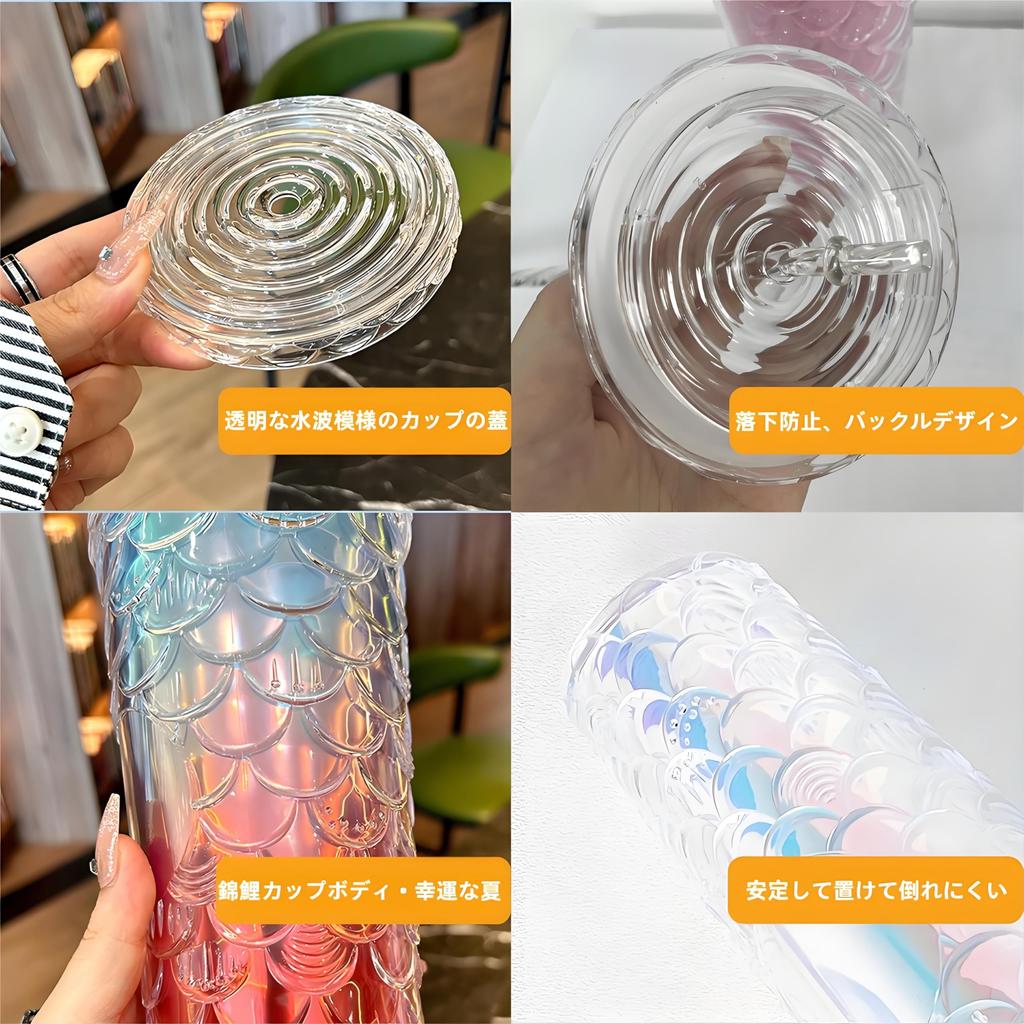 IOLOYU Water Bottle, 700ml, Made of Food-Contact Resin, Easy to Clean, BPA-Free, Plastic, with Straw, Lightweight, Sports Drink Bottle, Large