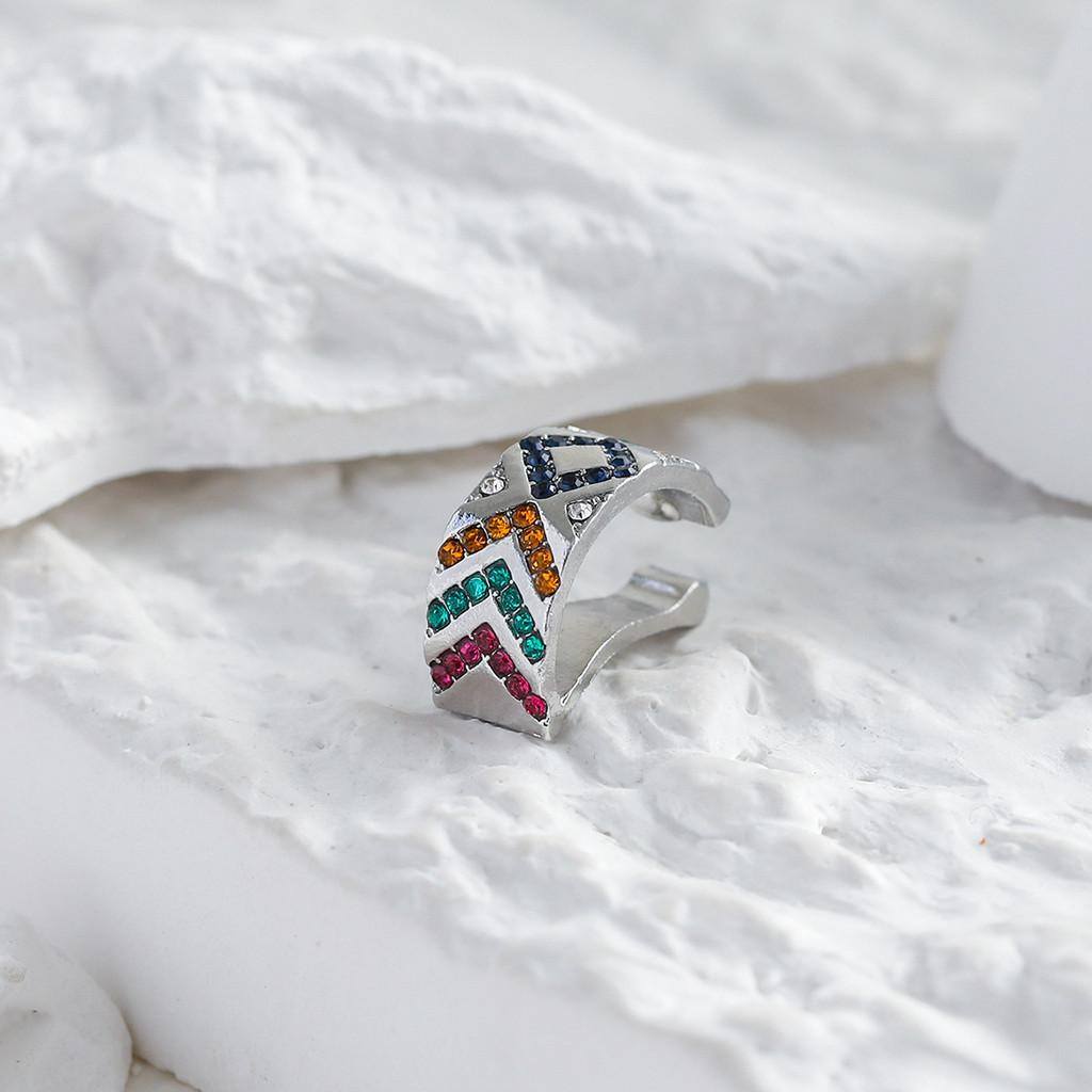 

Красочные сплавные стильные каффы с драгоценными камнями для женщин, геометрический дизайн