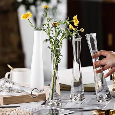 Transparent Glass Vase Ornament Guest Restaurant Vase Flower Arrangement Small Mouth Water Flower Splitter Desk Decoration