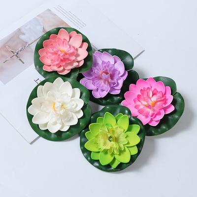 10pcs Simulation Lotus Leaves White Lotus Dance Fish Tank Prop Artificial PU Fake Water Lily Pool Decoration Green Plant Floral