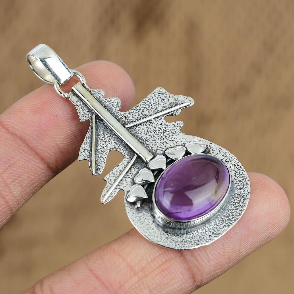 Natural African Amethyst Gemstone Jewelry 925 Sterling Silver Pendant For Women