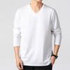 Minimalistisches Herren-V-Ausschnitt Langarm-T-Shirt Weicher Strickstoff Bequemes Oberteil für alle Jahreszeiten
