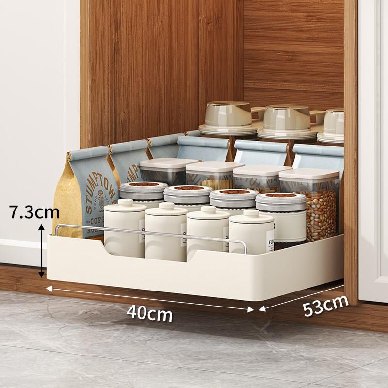 Adjustable Pull-Out Kitchen Organizer Drawer Rack Cabinet Storage Carbon Steel Slide-Out Shelf