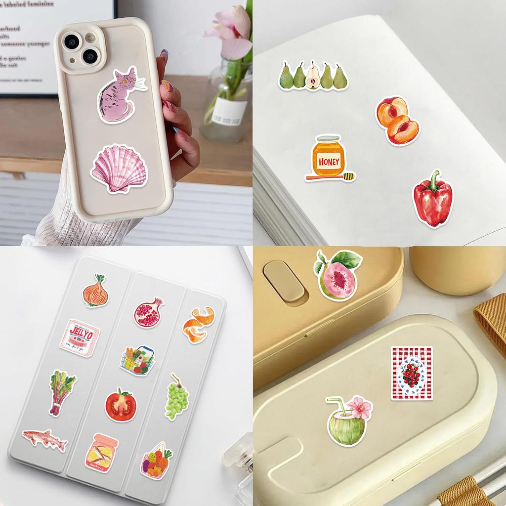 100Pcs Retro Flower Fruits Animals Stickers Cute Aesthetic Vinyl Waterproof Stickers Decals Scrapbook Laptop Bumper Computer