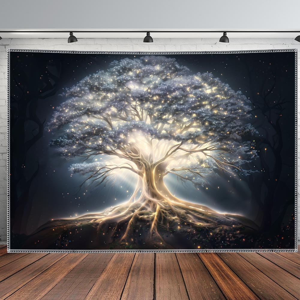 Mystische Galaxiebaum-Wandteppich, Magischer Wald, Himmlische Lichter, Zen-Hintergrund, Hängende Dekoration an der Wohnzimmerwand oder im Schlafsaal